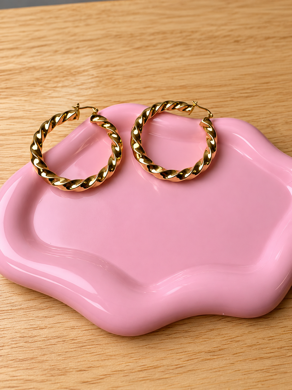 Character Stainless Steel Twist Hoop Earrings