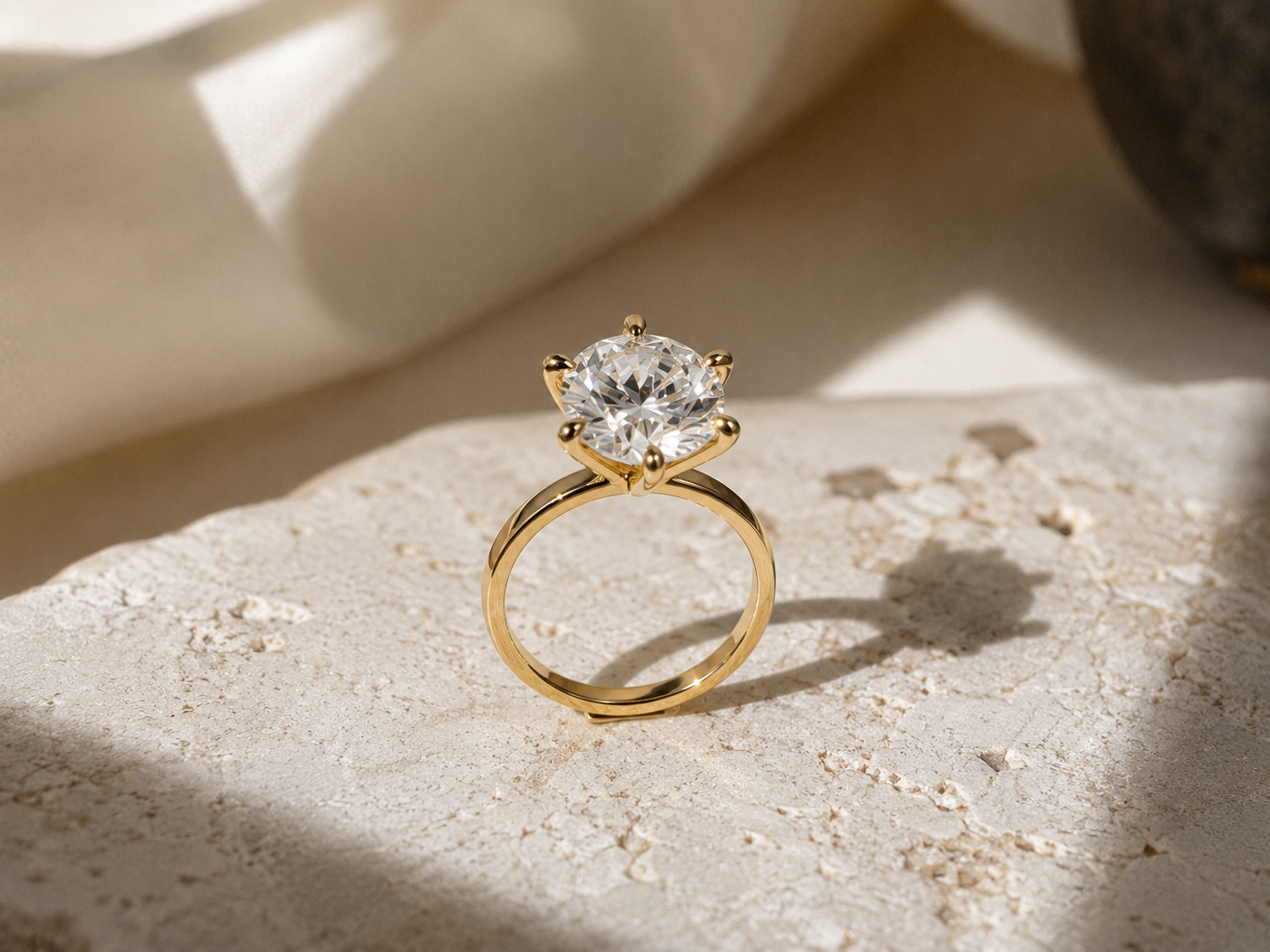 Aurora Crown Solitaire Ring – 18K Gold Plated