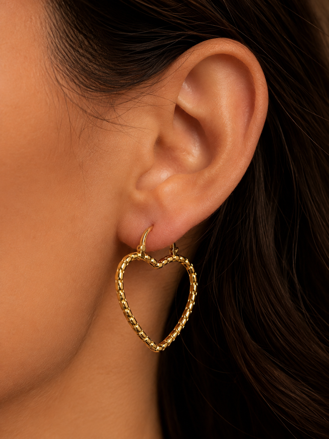 Mon Amour Heart Hoop Earrings – 18K Gold Plated