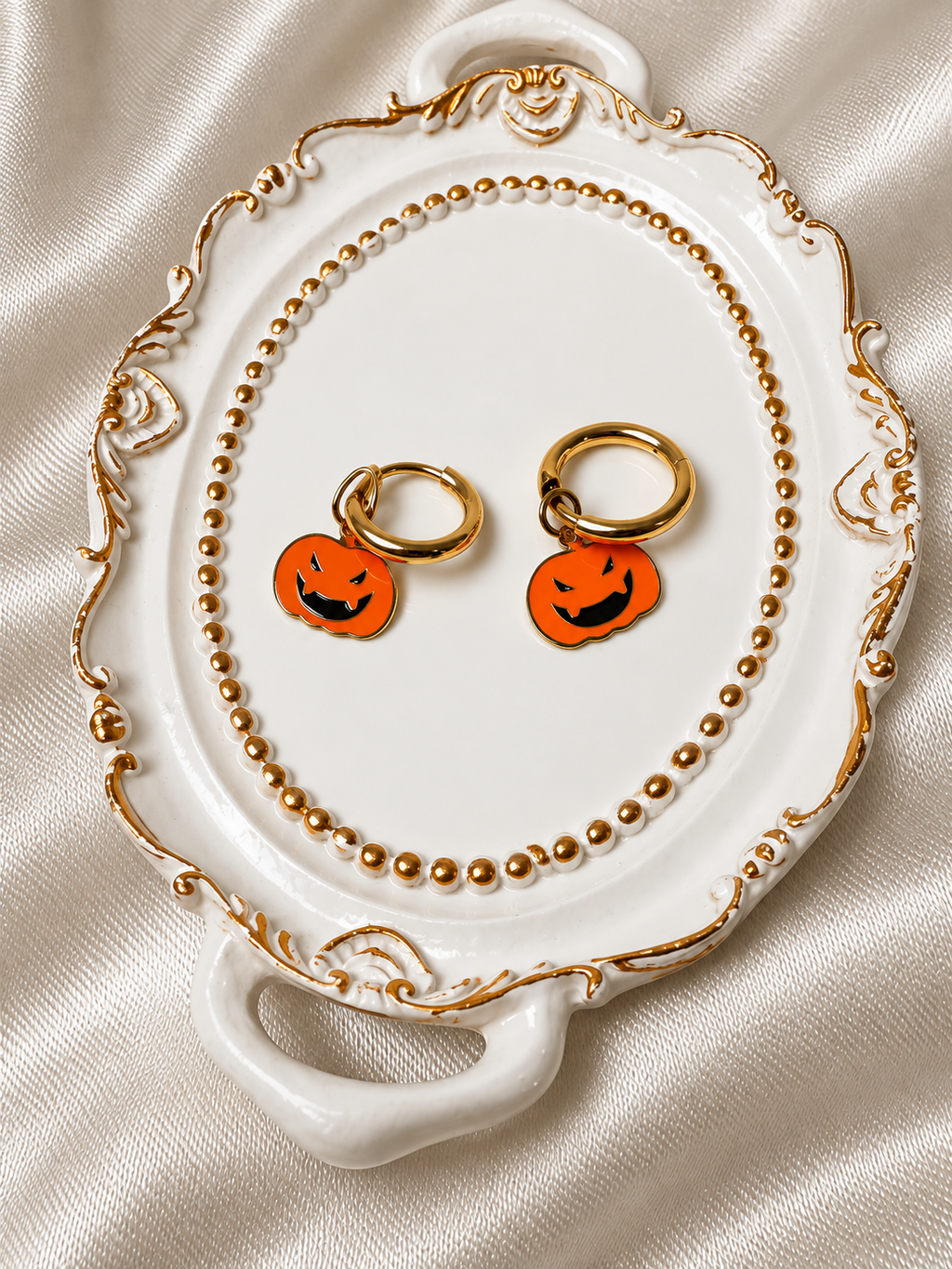 🎃 18K Gold Plated Halloween Pumpkin Huggie Earrings