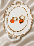 🎃 18K Gold Plated Halloween Pumpkin Huggie Earrings