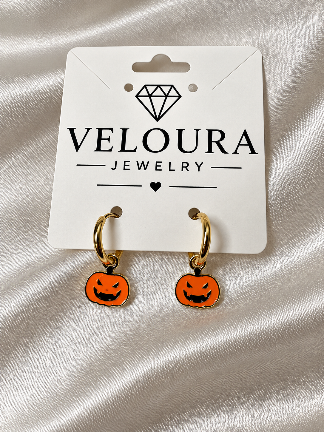 🎃 18K Gold Plated Halloween Pumpkin Huggie Earrings