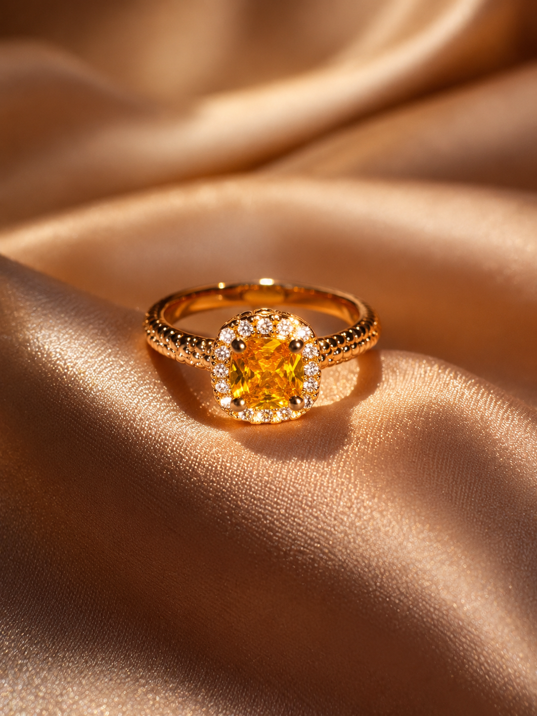 Golden Halo Princess Ring 18K