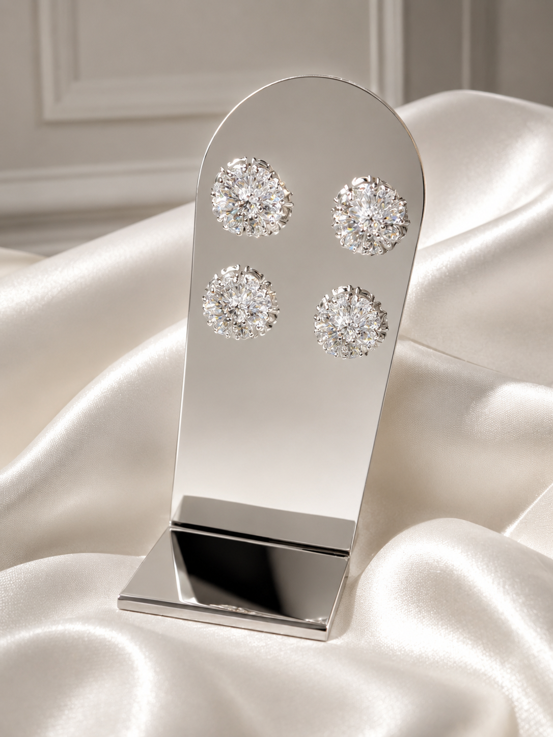 Celeste Bloom Silver-Plated Stud Earrings