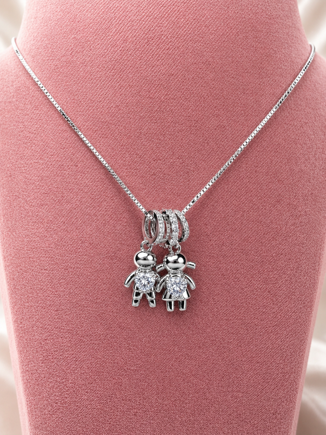Boy & Girl Heart Necklace | Silver-Plated