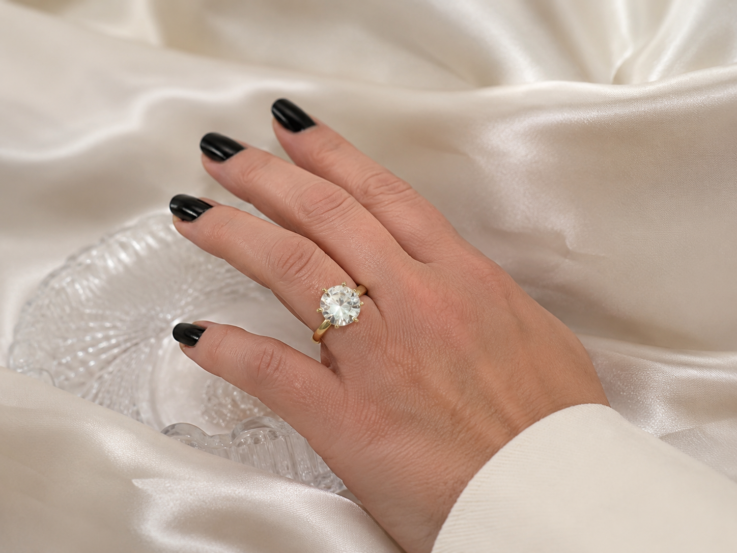 Aurora Crown Solitaire Ring – 18K Gold Plated