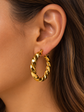 Character Stainless Steel Twist Hoop Earrings