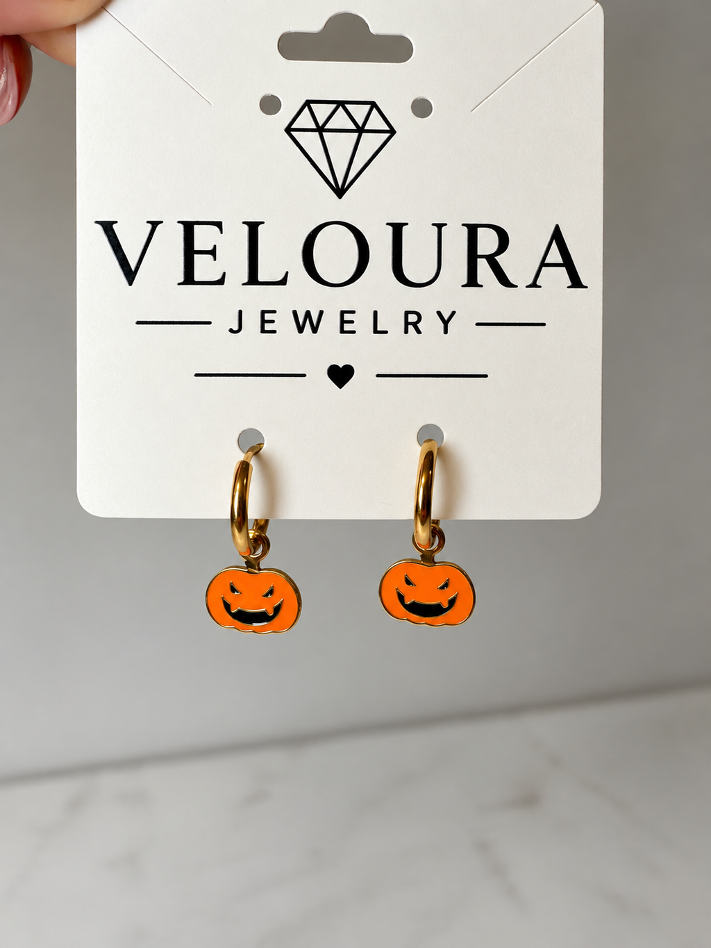 🎃 18K Gold Plated Halloween Pumpkin Huggie Earrings
