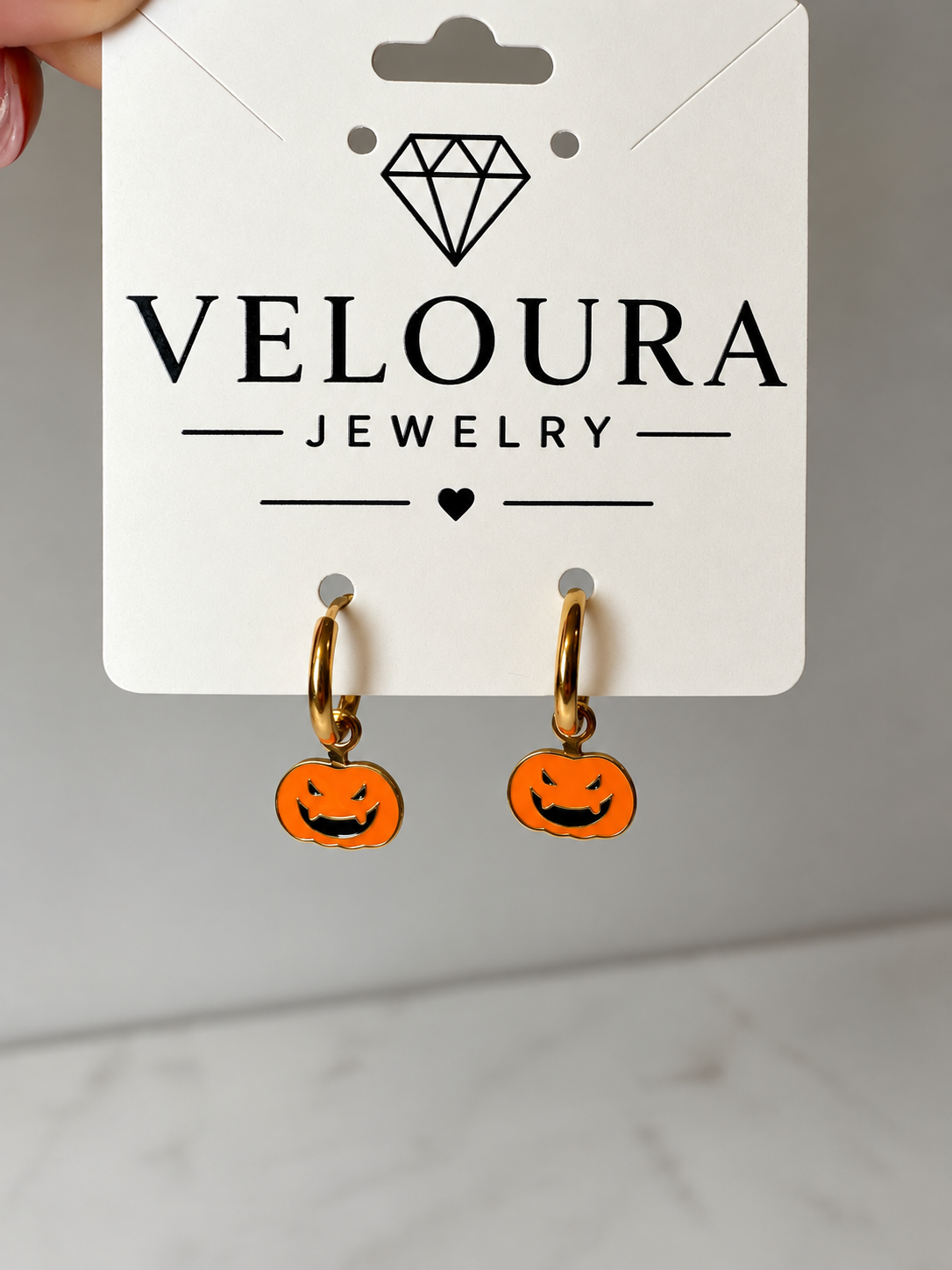 🎃 18K Gold Plated Halloween Pumpkin Huggie Earrings