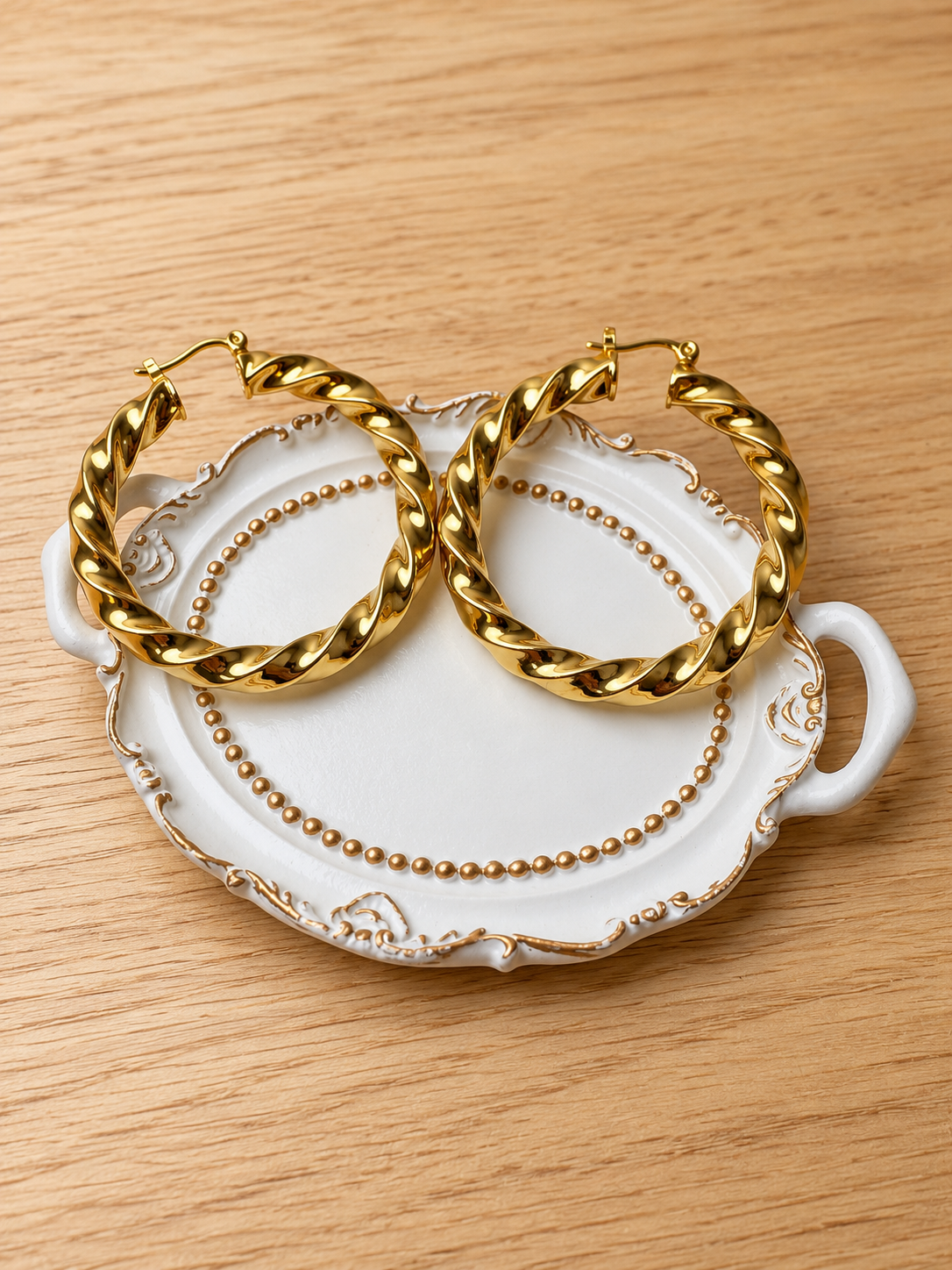 Character Stainless Steel Twist Hoop Earrings