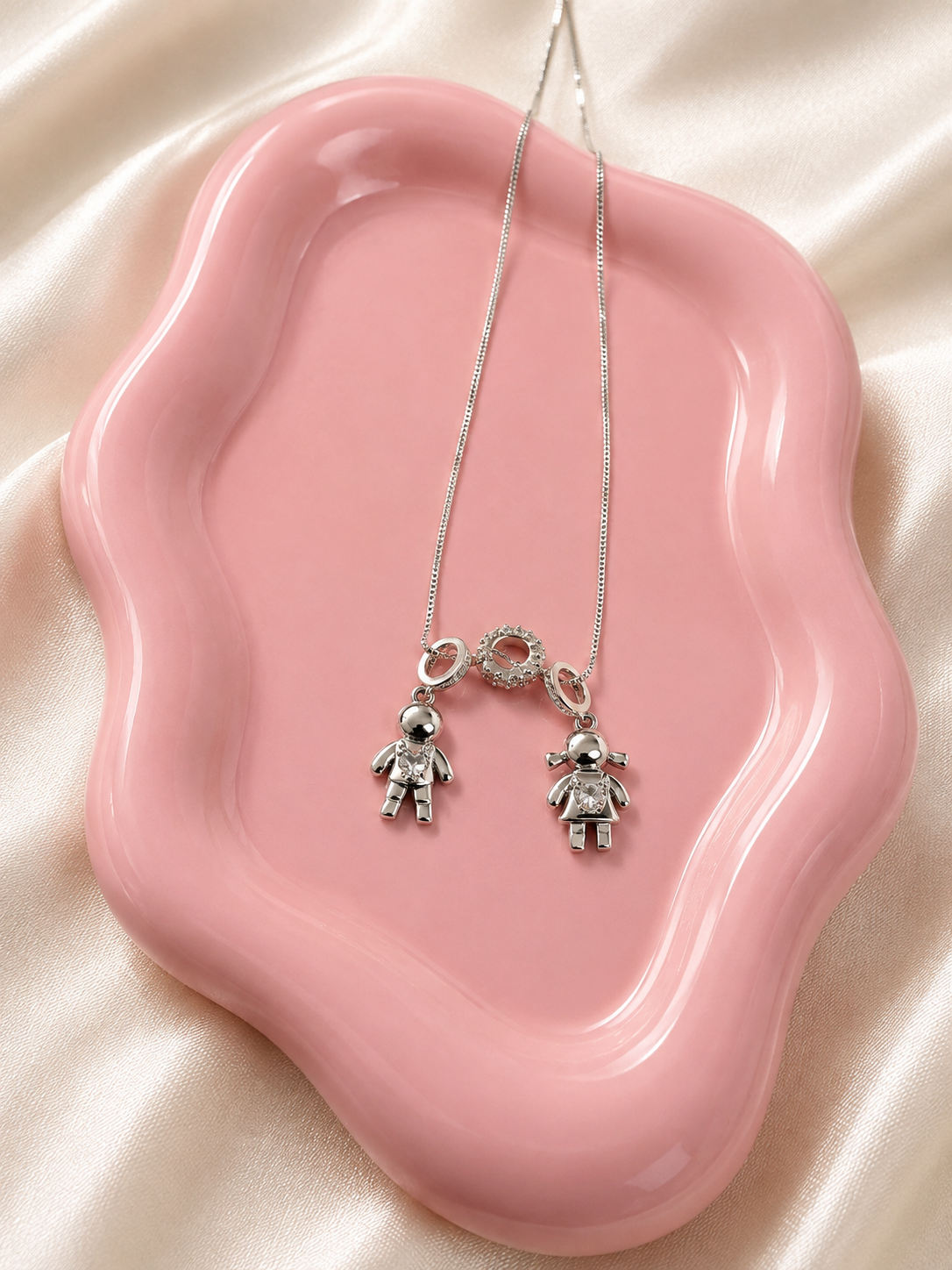 Boy & Girl Heart Necklace | Silver-Plated