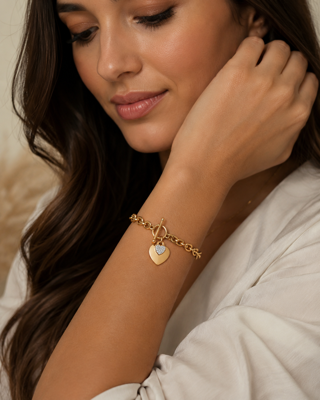 Golden Heart Charm Bracelet 18K