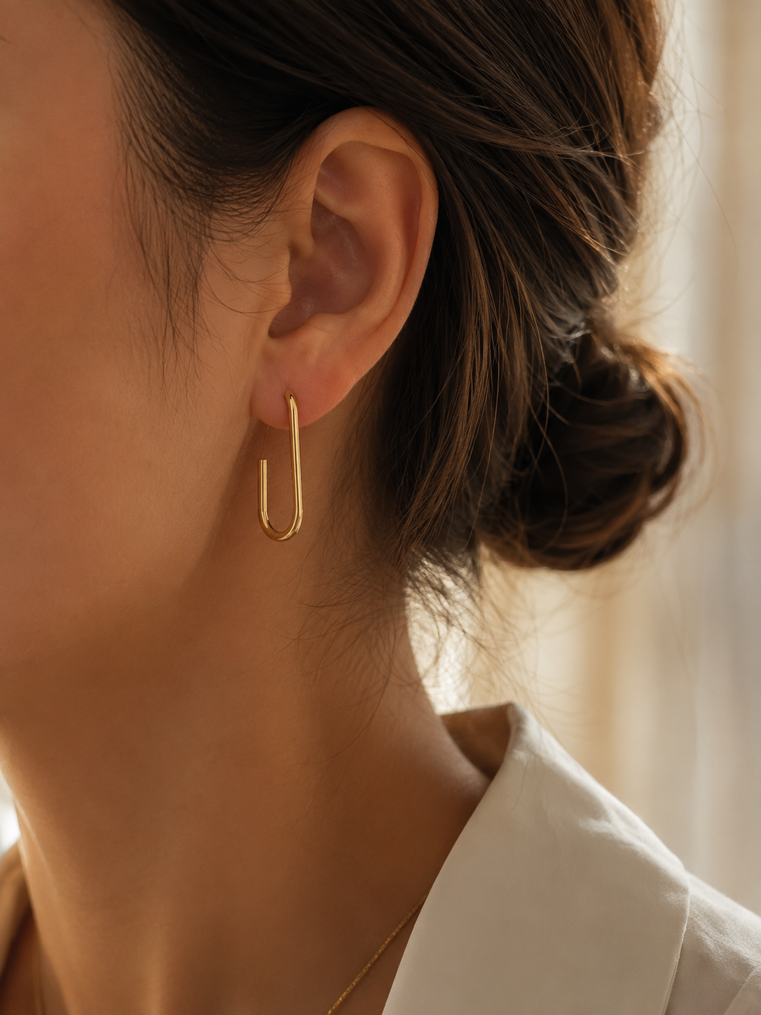 Modern Gold Drop Earrings 18K