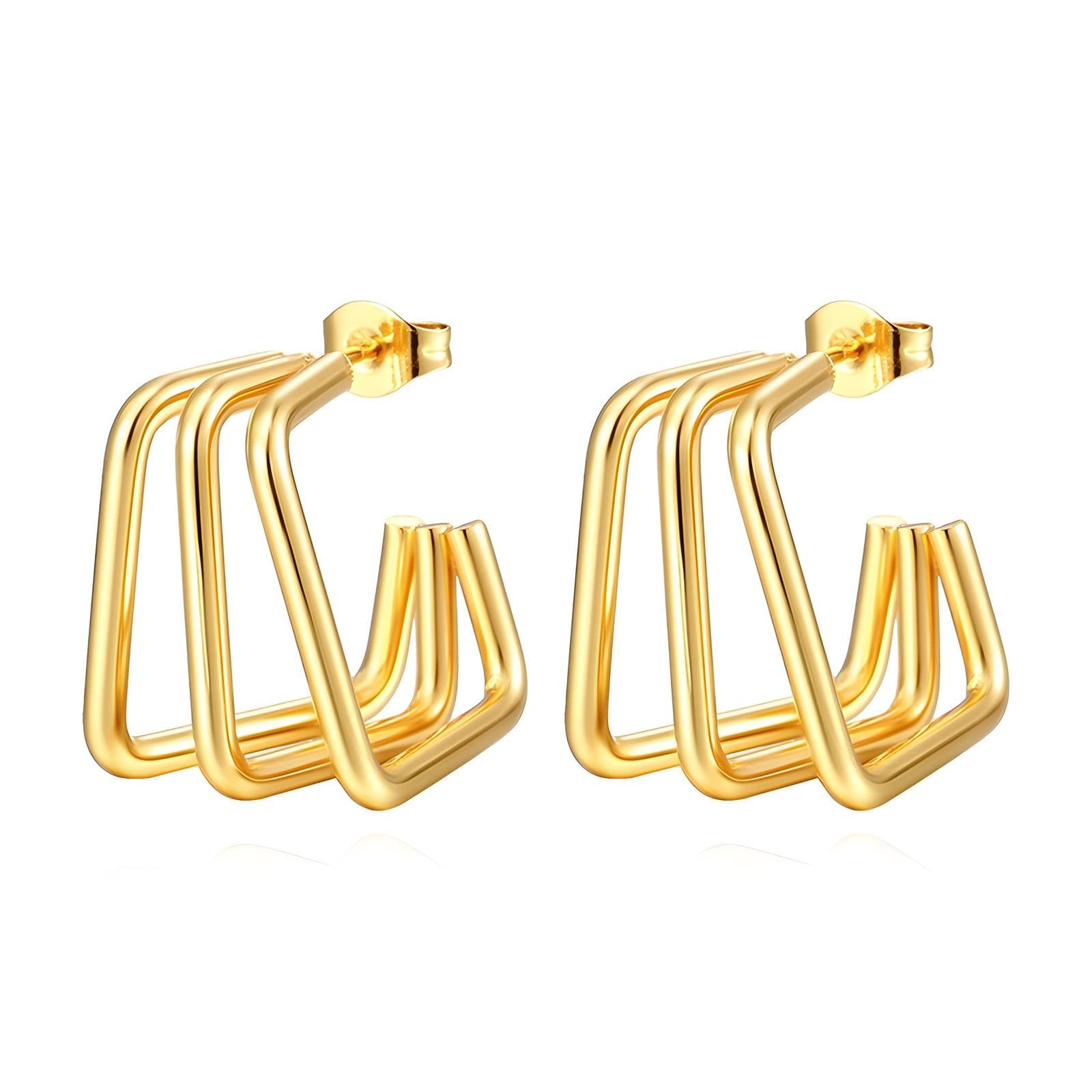 Golden Geometry Statement Earrings