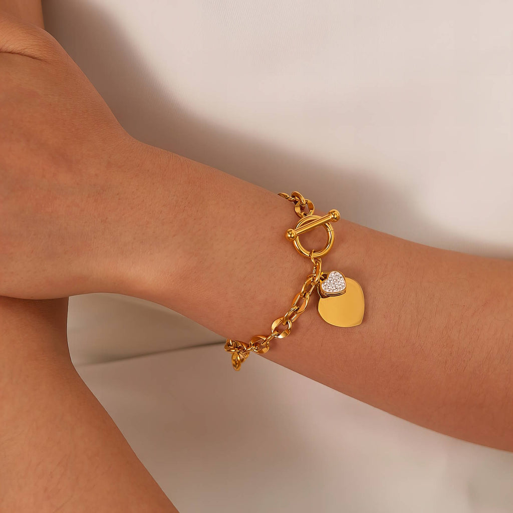 Golden Heart Charm Bracelet