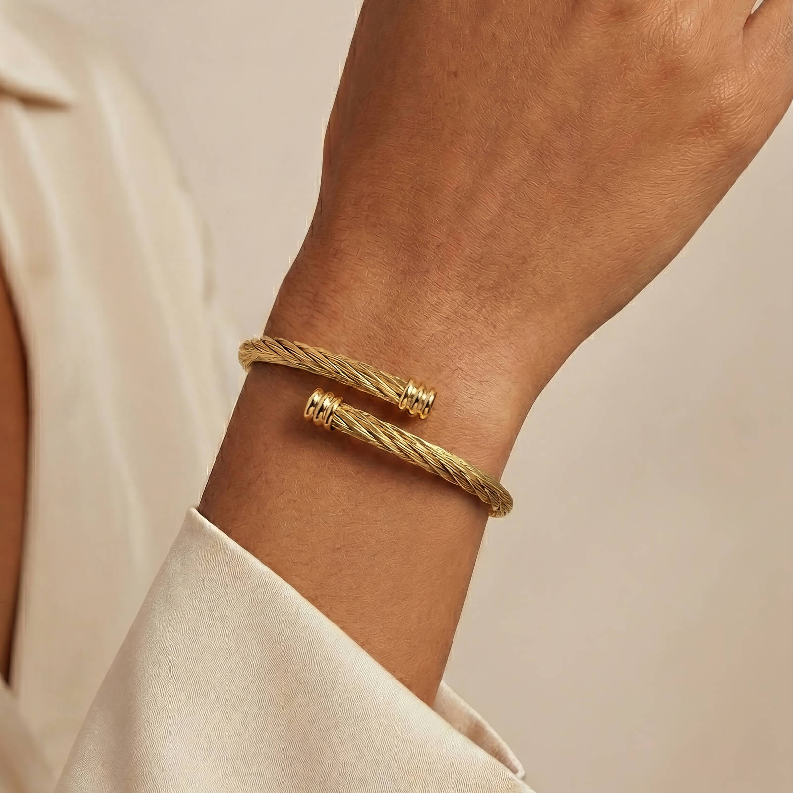 Golden Twist Cuff Bracelet