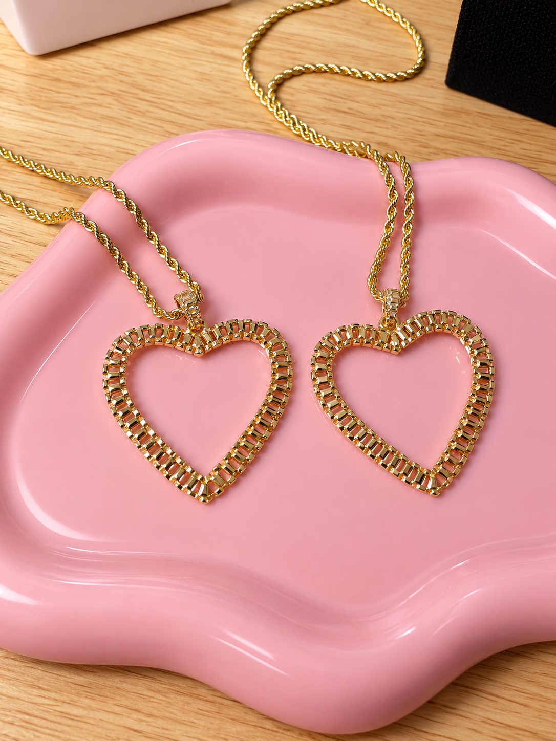Golden Heart Rope Chain Necklace