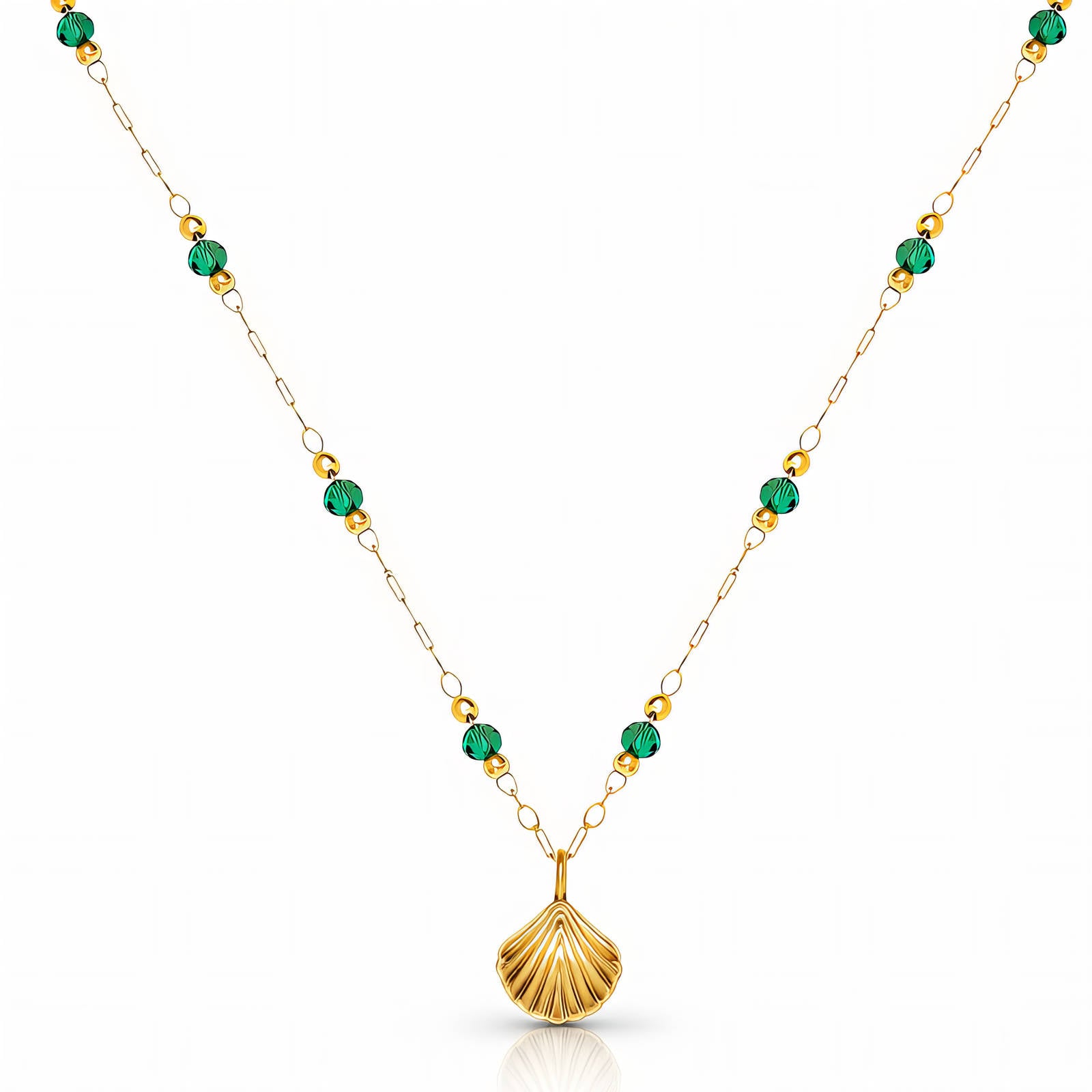 Emerald Seashell Necklace