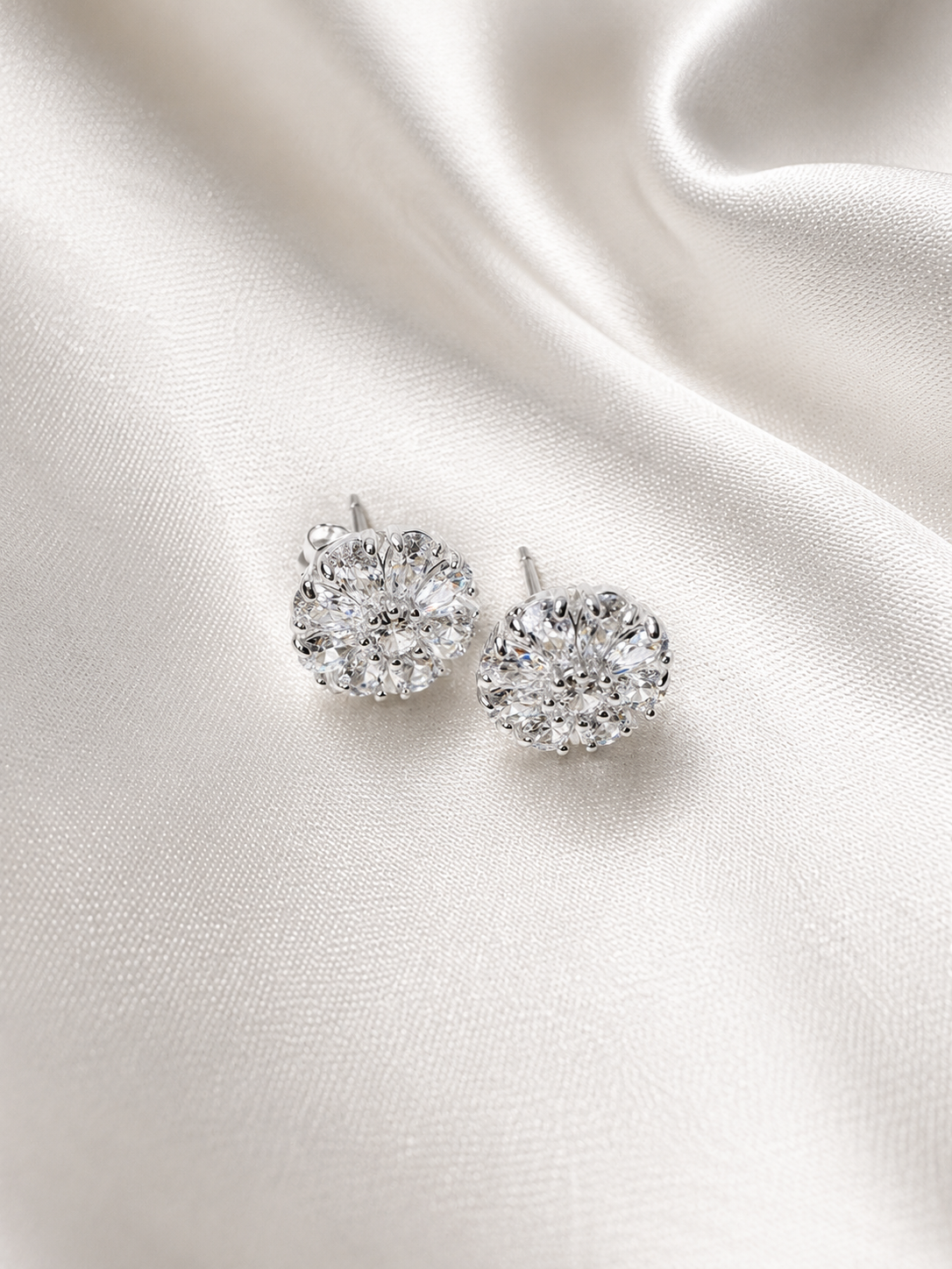Celeste Bloom Silver-Plated Stud Earrings
