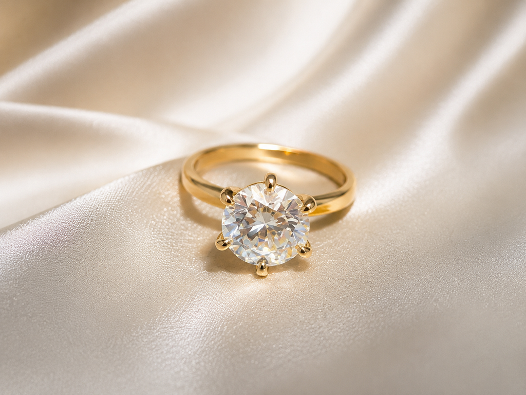 Aurora Crown Solitaire Ring – 18K Gold Plated