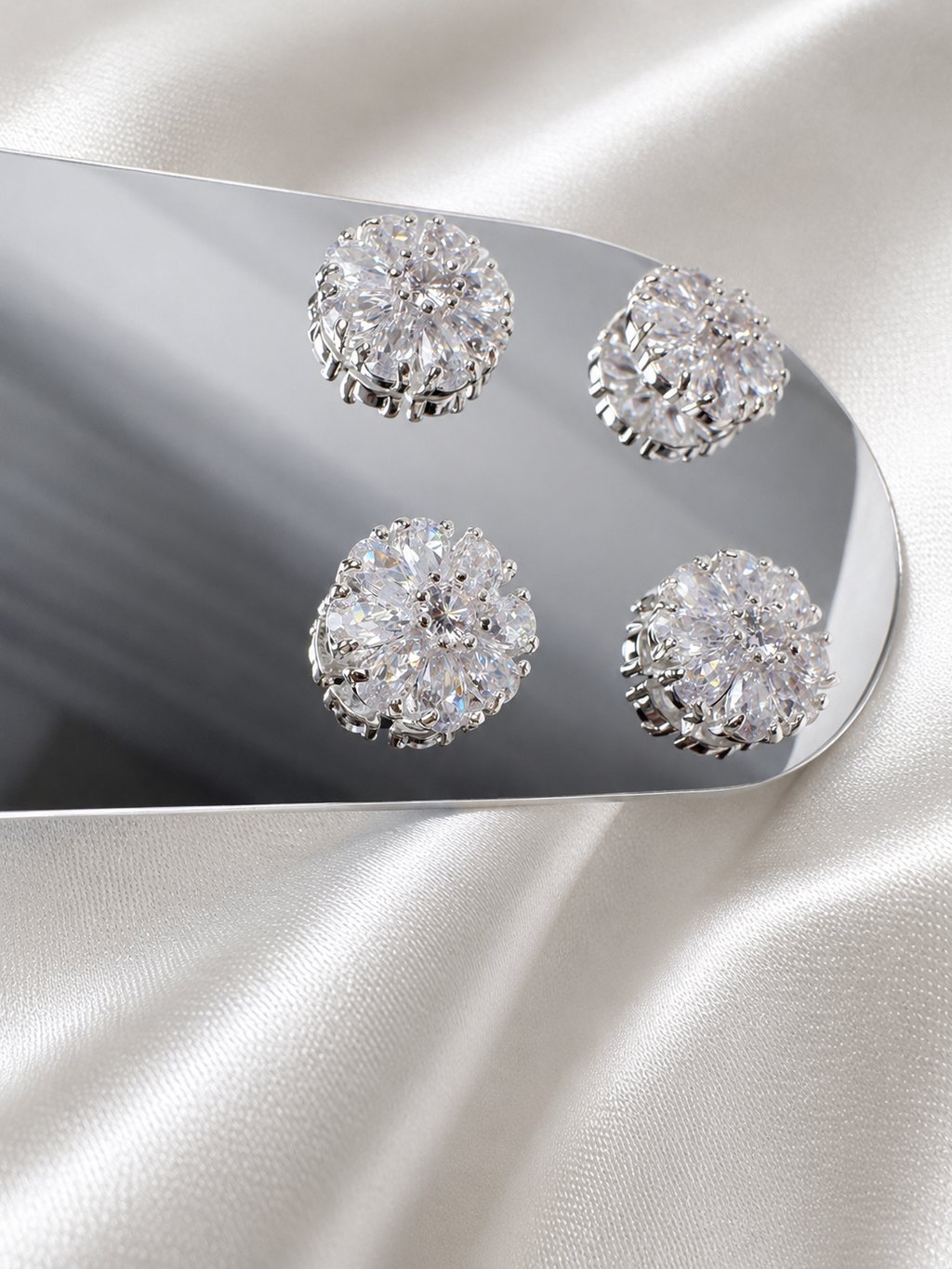 Celeste Bloom Silver-Plated Stud Earrings