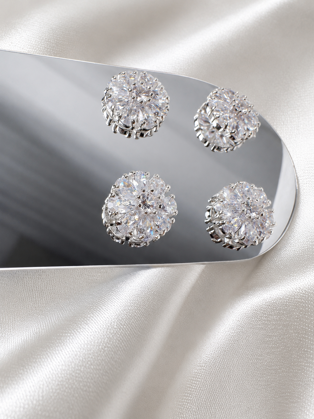 Celeste Bloom Silver-Plated Stud Earrings