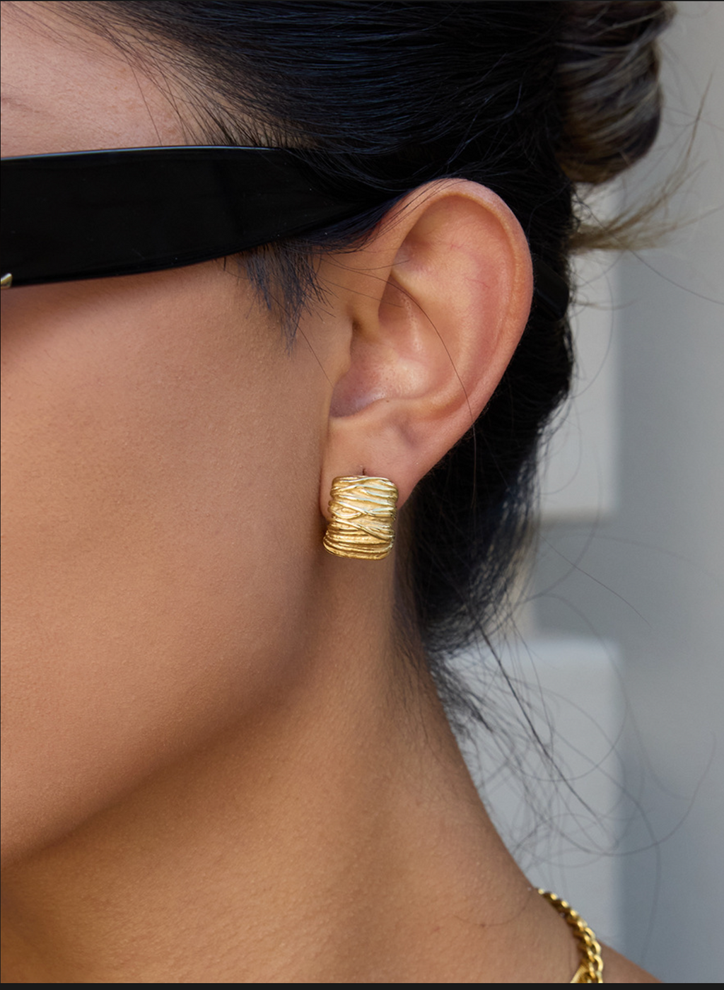 18K Gold Plated Hammered Square Earrings