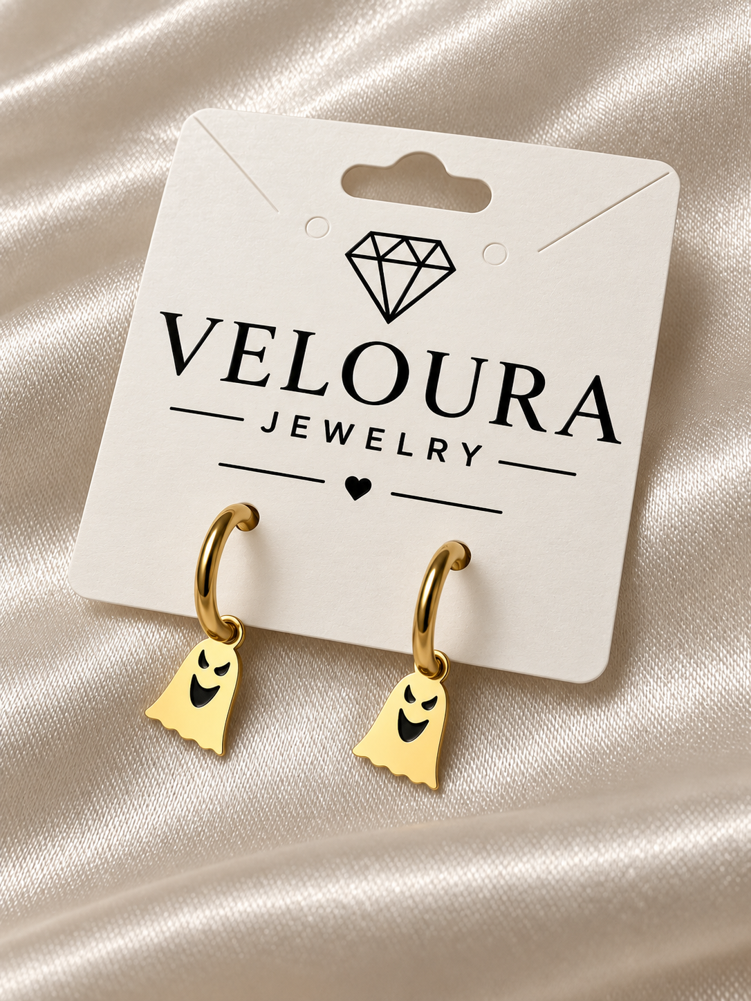 👻 18K Gold Plated Halloween Ghost Pendant Earrings