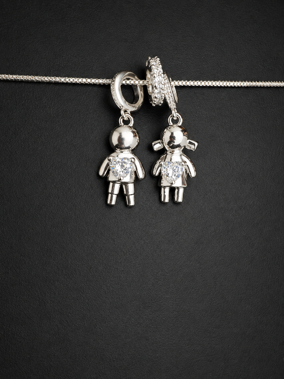 Boy & Girl Heart Necklace | Silver-Plated