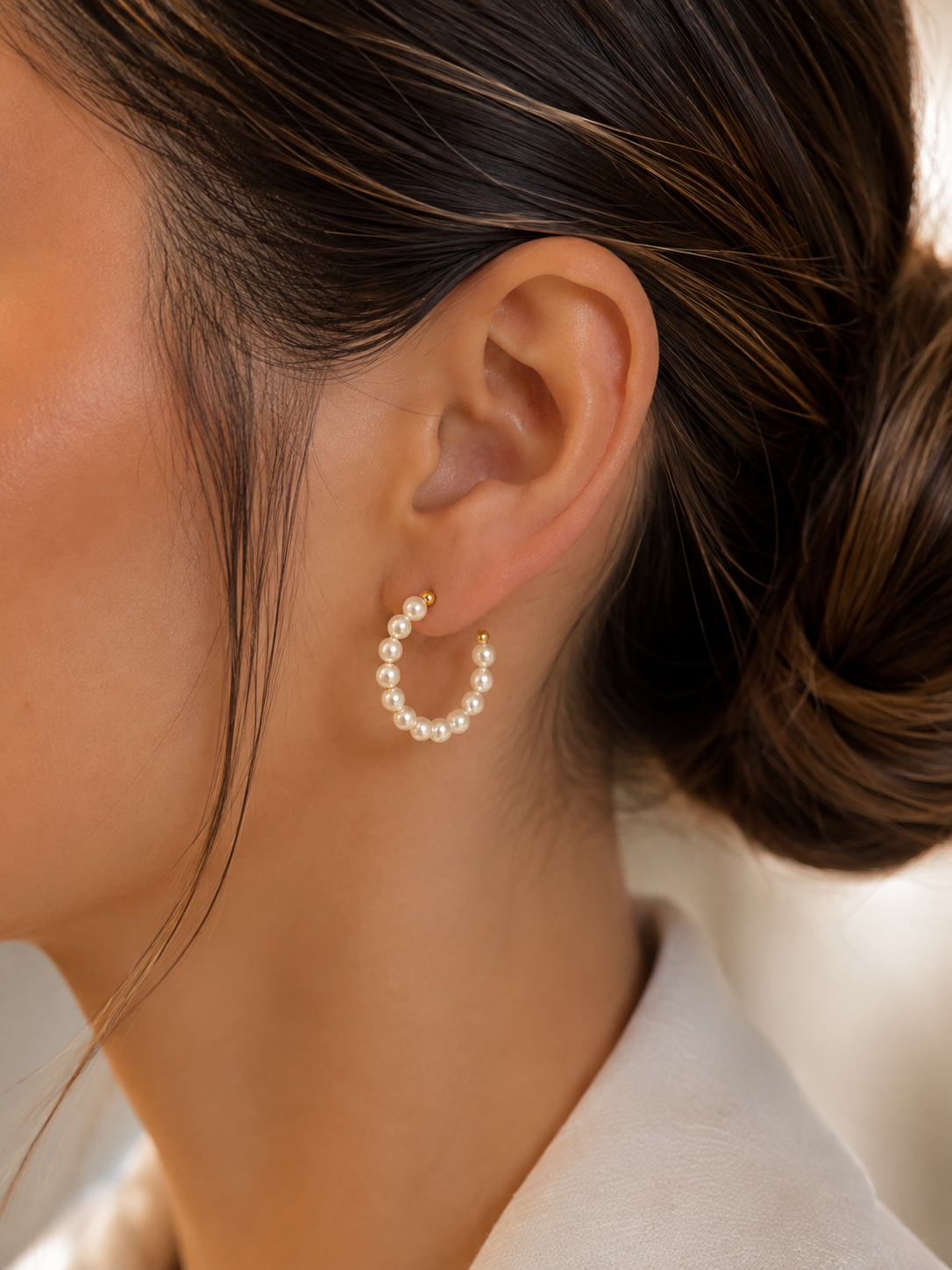 Camille Pearl Hoop Earrings