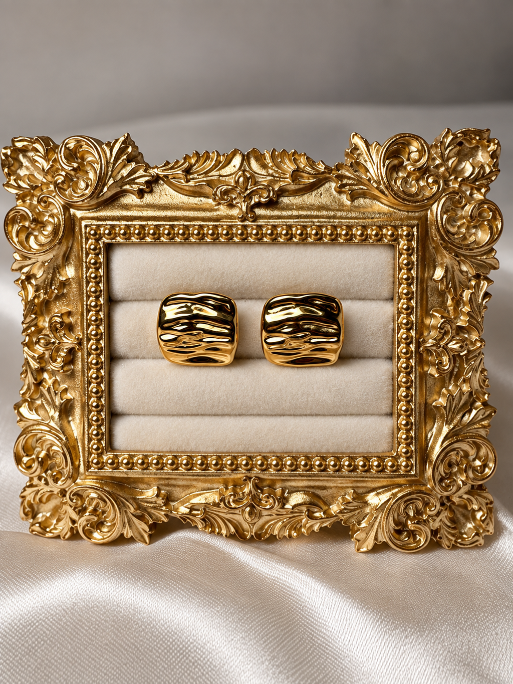 18K Gold Plated Hammered Square Earrings