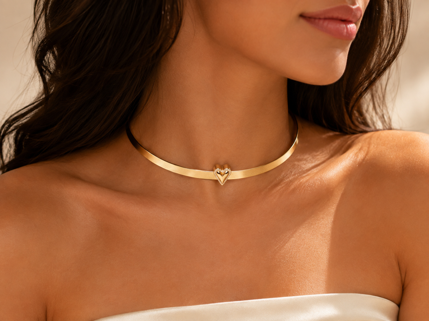 Amour Heart Choker - 18K Gold Plated
