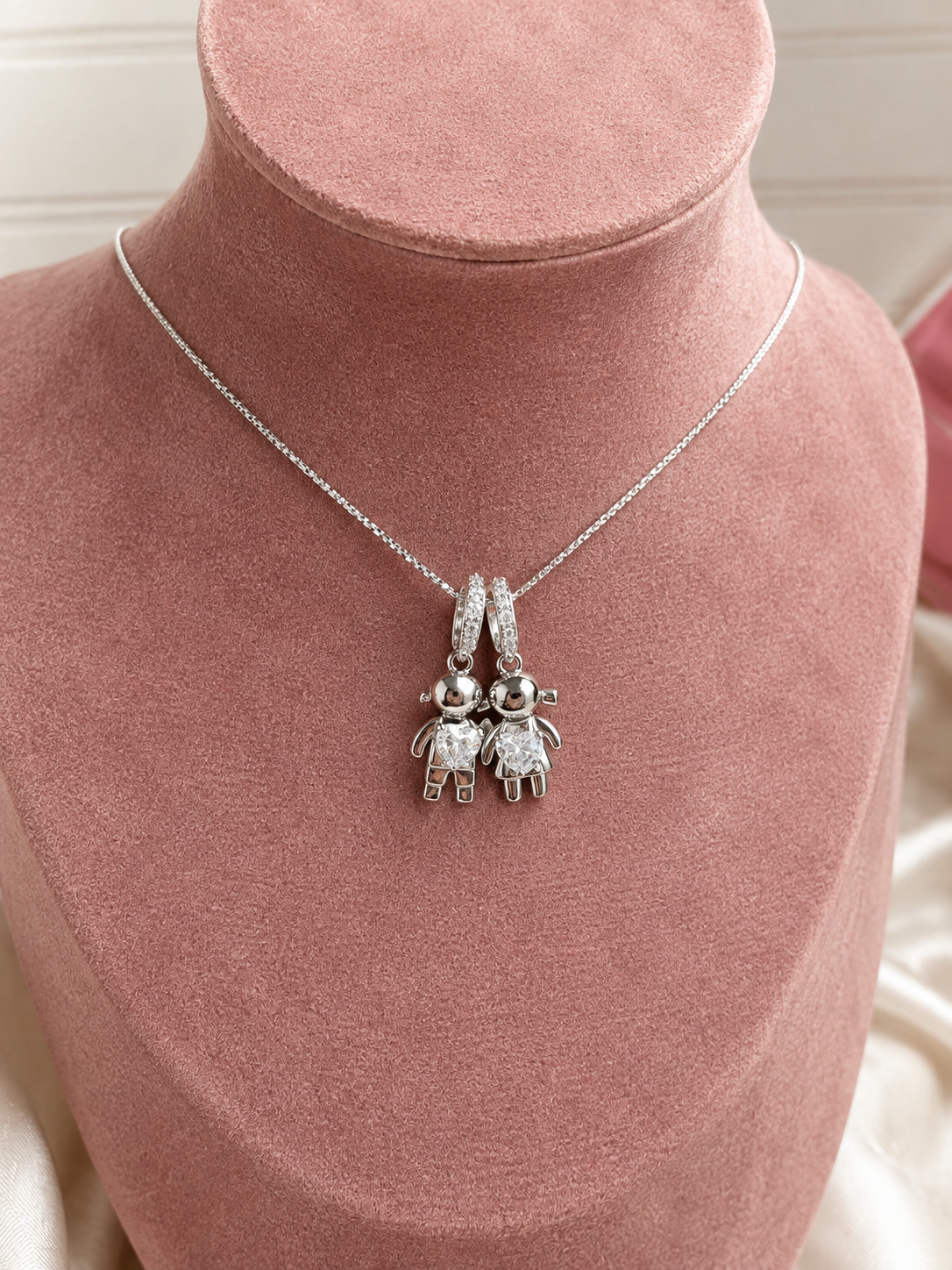 Boy & Girl Heart Necklace | Silver-Plated