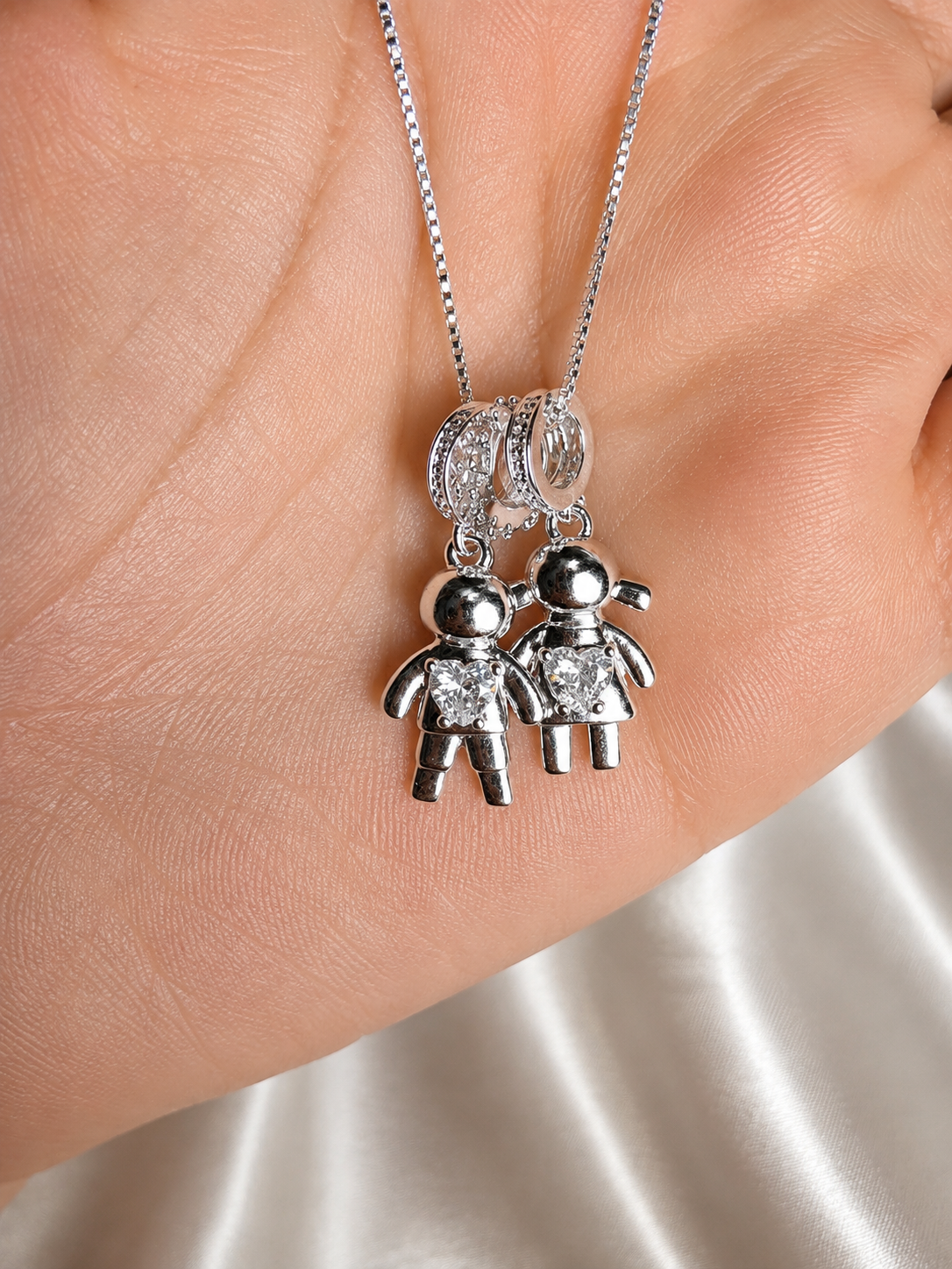 Boy & Girl Heart Necklace | Silver-Plated
