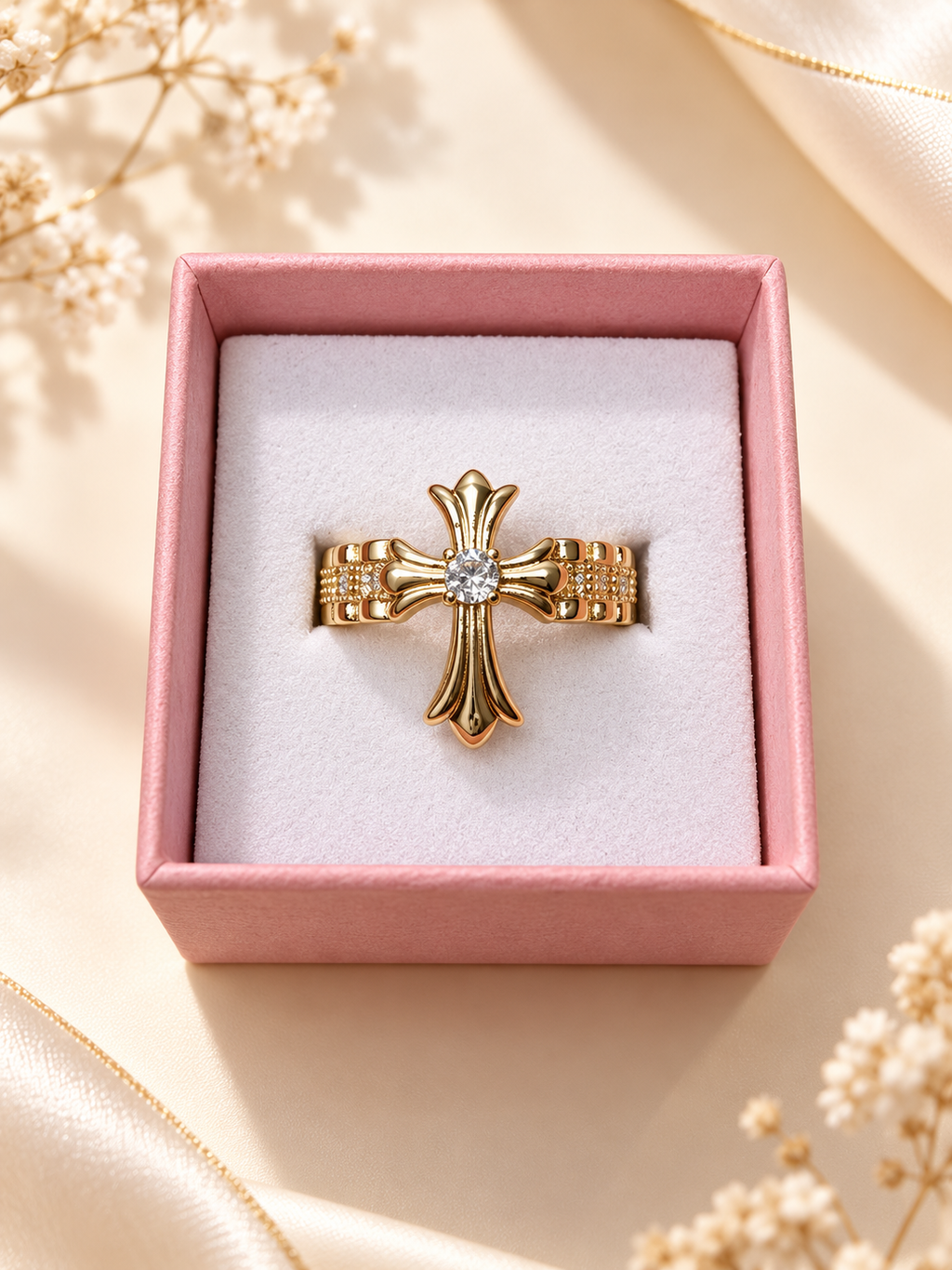 Dainty Faith Cross Ring – 18K Gold Plated